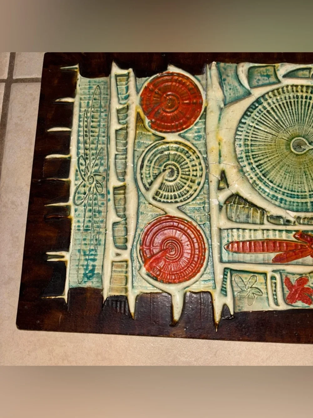 Sylvia Watmough Vintage 1971 Troika Style Bas Relief Mixed Media Art